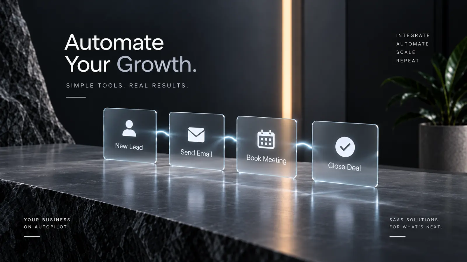 Lead, email, meeting and deal steps linked into one automation