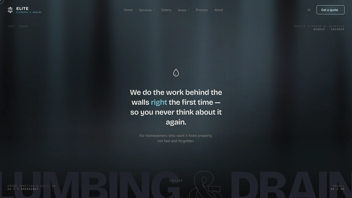 Elite Plumbing & Drains — a site built by NuAura